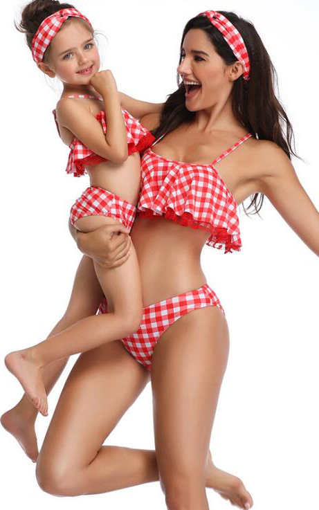 F4817 Mommy and Me PolkaDot Print Matching Swimsuit